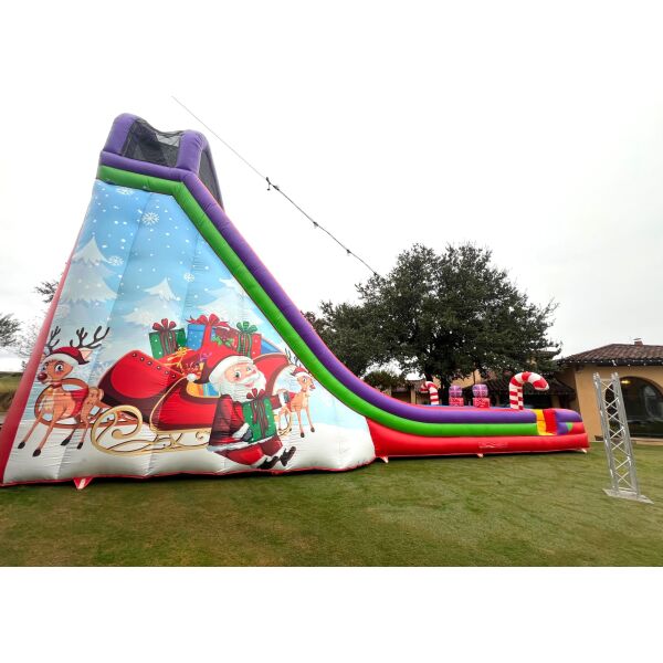 Christmas Slide Set Up Grass With Stakes SIDE VIEW